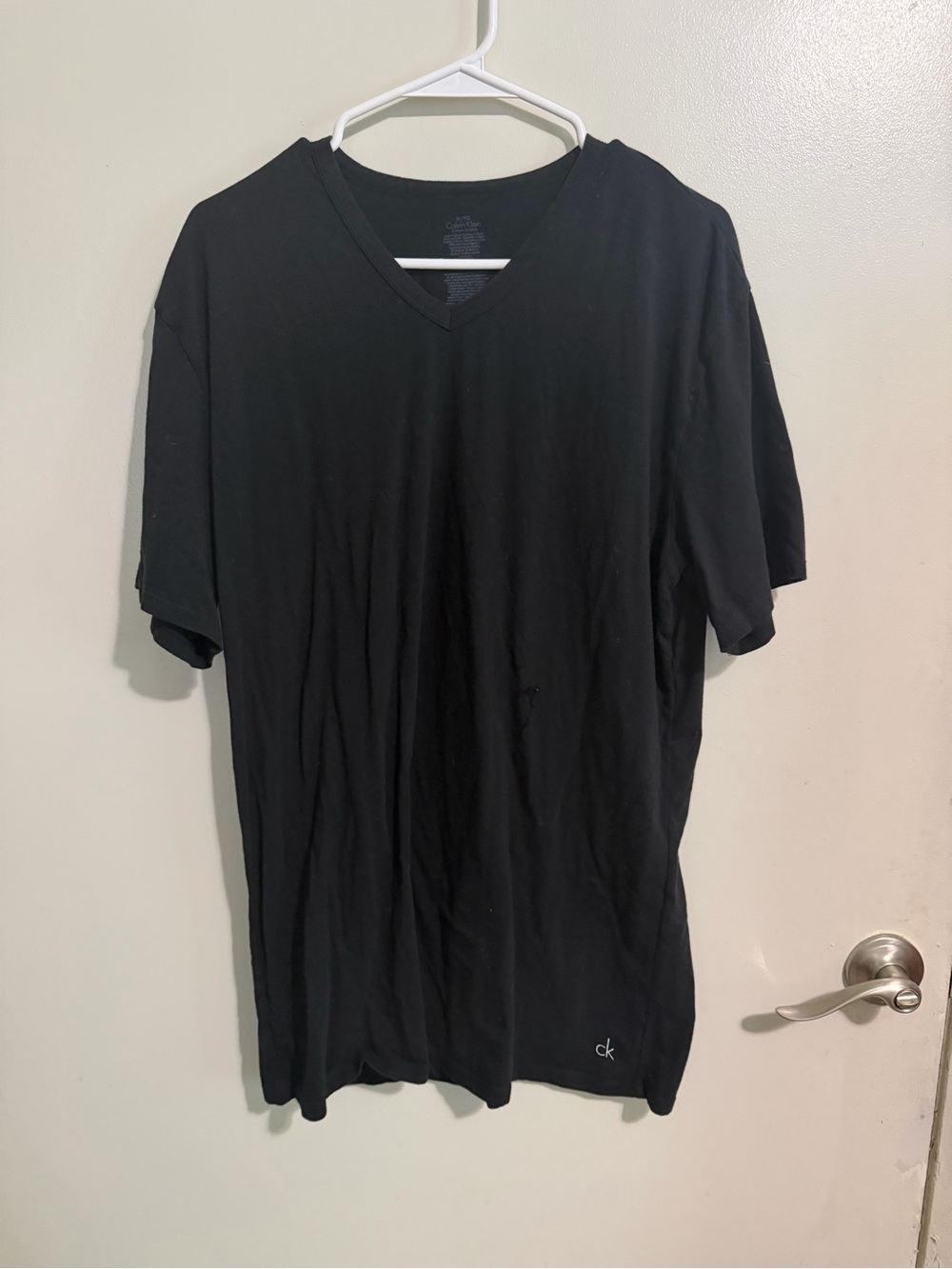 Calvin Klein Men’s Black V-Neck Tee with Subtle Logo